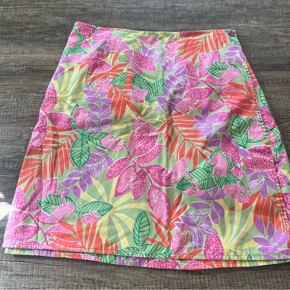 VINTAGE LILLY PULITZER Women’s Frog Print Skirt Size 10 - Picture 6 of 13